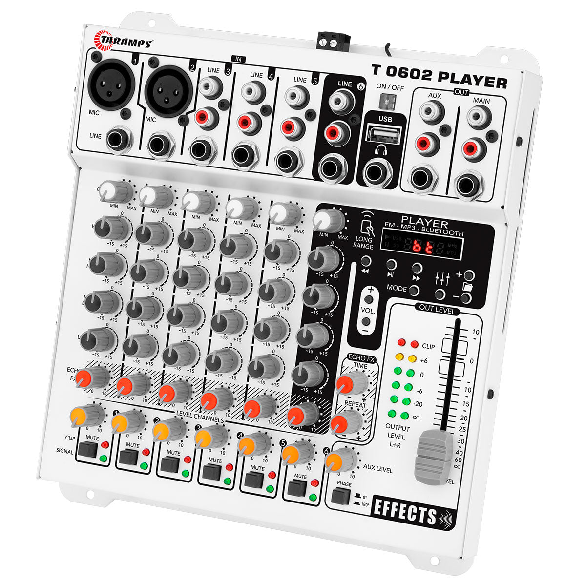 Mesa de Som Taramps T 0602 Player 6 Canais com Efeito Echo FX Mesa de Som Taramps T 0602 Player 6 Canais com Efeito Echo FX